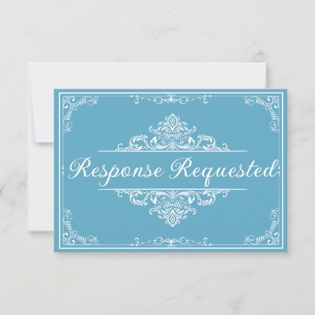 Elegant RSVP - Light Blue Butterfly Quinceañera Card (Front)