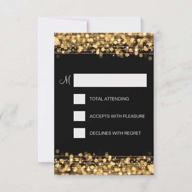 Elegant RSVP Party Sparkles Gold (Front)