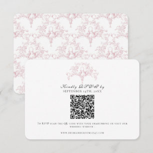 Elegant RSVP Pink n White French Toile Doves Art Card