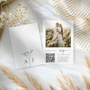 Elegant RSVP QR Code with Photo Wedding