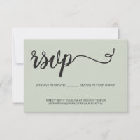 Elegant RSVP reserved seats Sage Green wedding