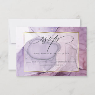 Elegant RSVP Rose Amethyst Marble Ink Card