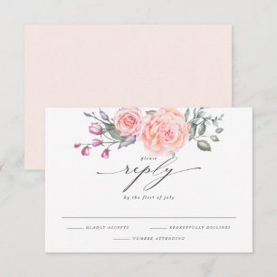 Elegant RSVP Rustic Blush Pink Roses Card