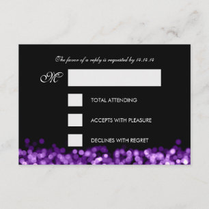 Elegant RSVP Sweet Sixteen Sparkling Lights Purple Card