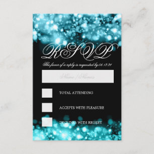 Elegant RSVP Turquoise Sparkling Lights Card