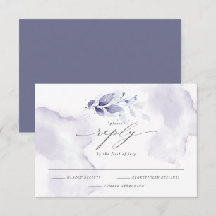 Elegant RSVP Watercolor Foliage Violet Card