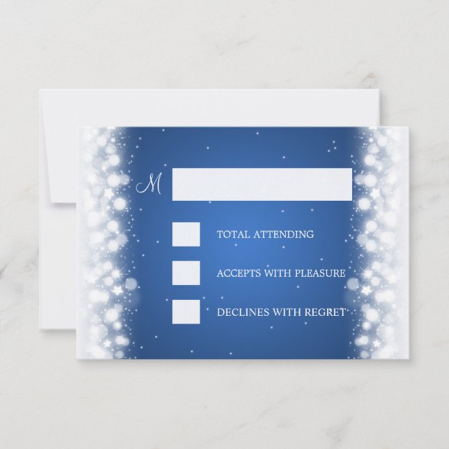 Elegant RSVP Wedding Magic Sparkle Blue (Front)