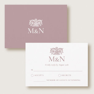 Elegant RSVP Wedding Monogram Pink Enclosure Card