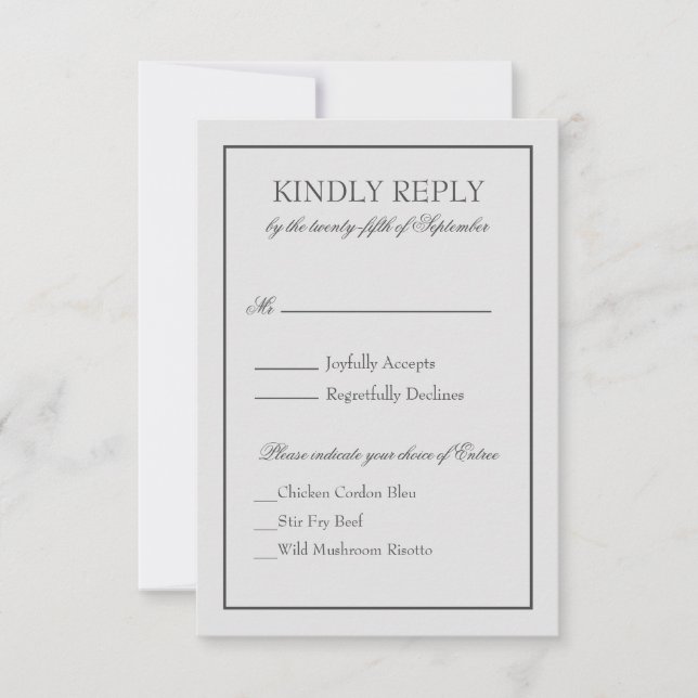 Elegant RSVP  With Two Borders And Scrip Text Card (Front)