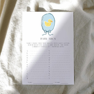 Elegant Rubber Ducky Ribbon ABCs Baby Shower Game