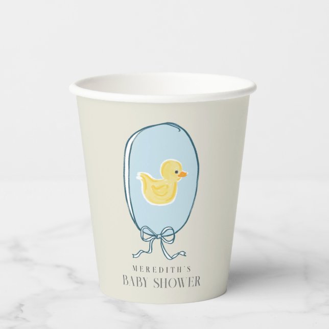 Elegant Rubber Ducky Ribbon Baby Shower Paper Cups (Front)