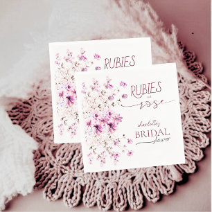 Elegant Rubies and Rose Floral Bridal Shower  Napkin