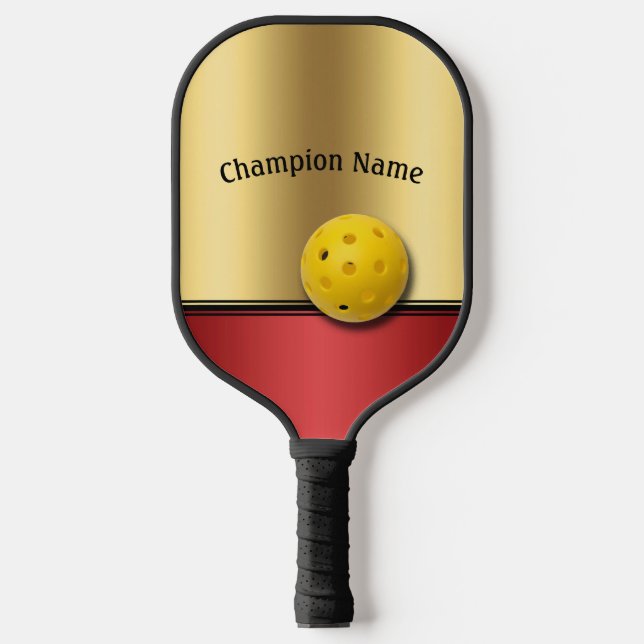 Elegant Ruby and Gold Design personalise Pickleball Paddle (Front)
