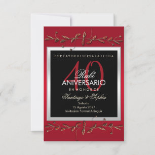 Elegant Ruby Gemstones 40th Wedding Anniversary Save The Date