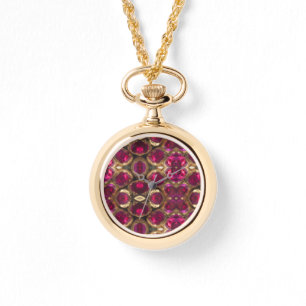 Elegant Ruby Gold Gemstone Pattern Watch