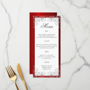 Elegant Ruby Red Four Course Wedding Menu