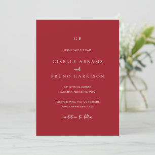 Elegant Ruby Red Modern Wedding Save The Date