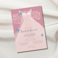 Elegant Ruffle Dress Blue Butterfly Bridal Shower