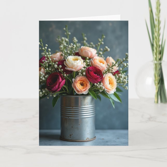 Elegant Ruffled Floral Birthday Card (Front)