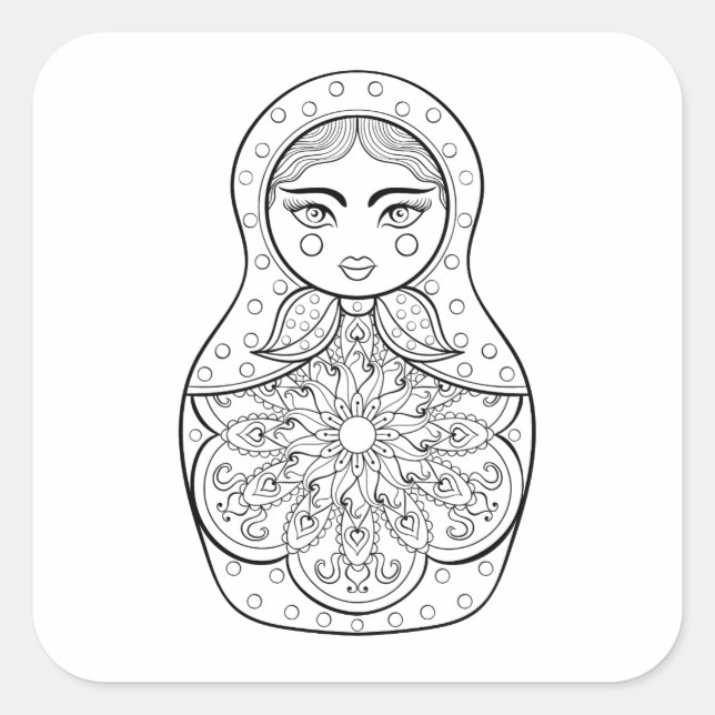 Elegant Russian Doll Square Sticker (Front)