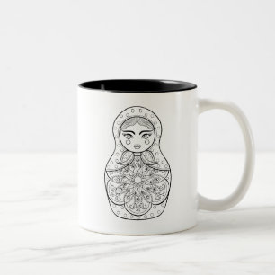 Elegant Russian Doll Two-Tone Coffee Mug