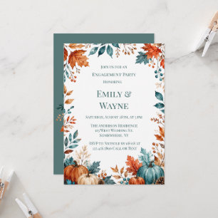 Elegant Rust and Teal Pumpkin Engagement Party Invitation