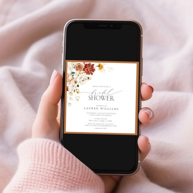 Elegant Rust Burnt Orange Floral Bridal Shower Invitation (Creator Uploaded)