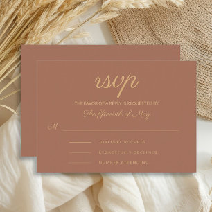 Elegant Rust Burnt Orange Wedding RSVP Card