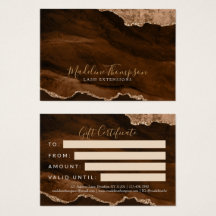 Elegant Rust Gold Agate Business Gift Certificate
