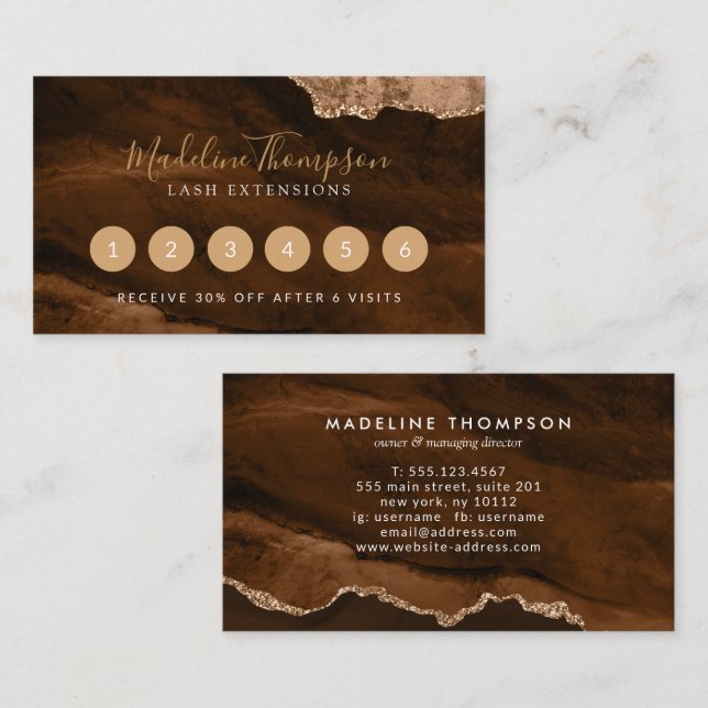 Elegant Rust Gold Marble Agate Geode Loyalty Card (Front/Back)