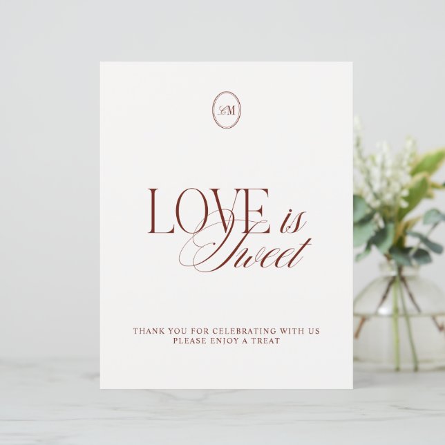 Elegant Rust Love is Sweet Wedding Sign (Standing Front)