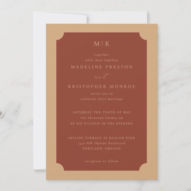 Elegant Rust Minimalist Wedding Invitation (Front)