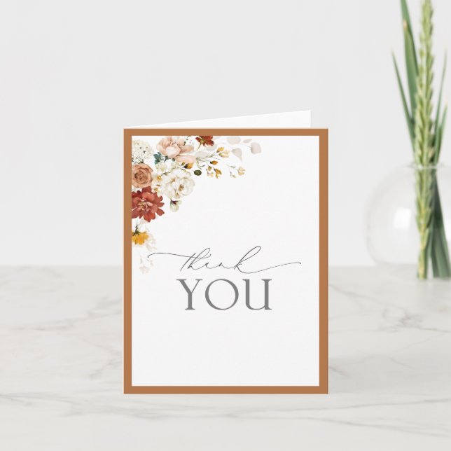Elegant Rust Orange Calligraphy Thank You Card (Front)