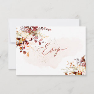 Elegant Rust Orange Fall Eucalyptus, Meal RSVP Invitation