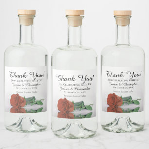 Elegant Rust Orange Rose Chic Wedding Thank You Liquor Bottle Label
