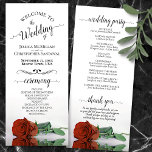 Elegant Rust Orange Rose Simple Romantic Wedding Programme<br><div class="desc">This beautiful wedding program features an elegant design with a single long stemmed rust orange coloured rose lying on its side reflecting in water. The titles are written in fancy script calligraphy, and there is space for your ceremony and wedding party details, as well as a short thank you for...</div>