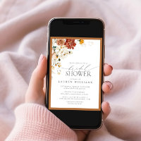 Elegant Rust Orange Watercolor Bridal Shower Invit