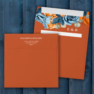 Elegant Rust Terracota Boho Navy And Rust Wedding Envelope