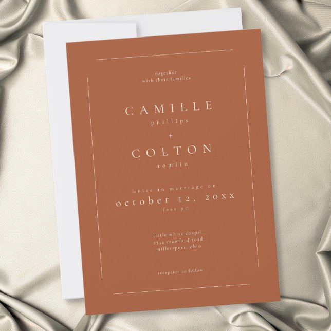 Elegant Rust Terracotta Minimalist Modern Wedding Invitation (Elegant Rust Terracotta Minimalist Modern Wedding Invitation)