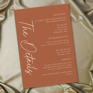 Elegant Rust Terracotta Minimalist Wedding Enclosure Card