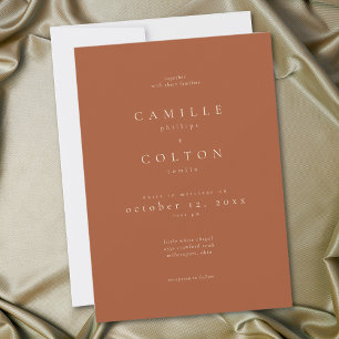 Elegant Rust Terracotta Minimalist Wedding Invitation