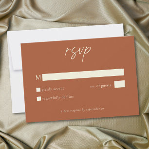 Elegant Rust Terracotta Minimalist Wedding RSVP Card