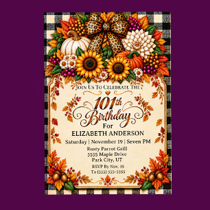 Elegant Rustic Autumn 101st Birthday Invitation