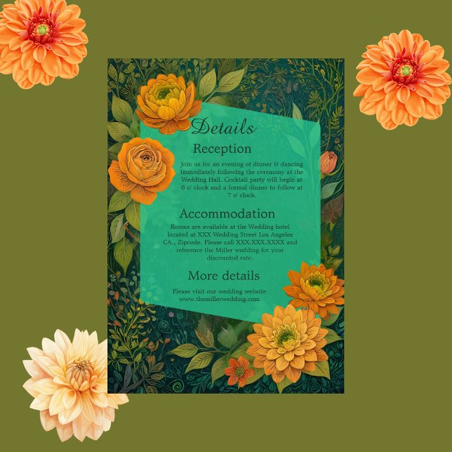 elegant rustic Autumn Floral Wedding  Enclosure Card (Creator Uploaded)