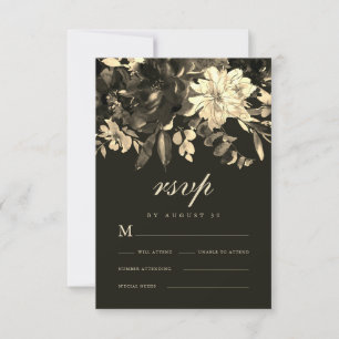 Elegant Rustic Autumn Floral Wedding RSVP Card