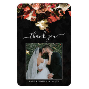 Elegant Rustic Autumn Flowers Wedding Thank You Magnet