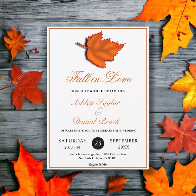 Elegant Rustic Autumn Leaves Chic Fall Wedding Invitation (Creator Uploaded)
