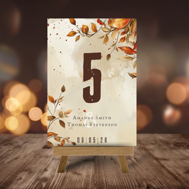 Elegant rustic autumn wedding table number (Creator Uploaded)