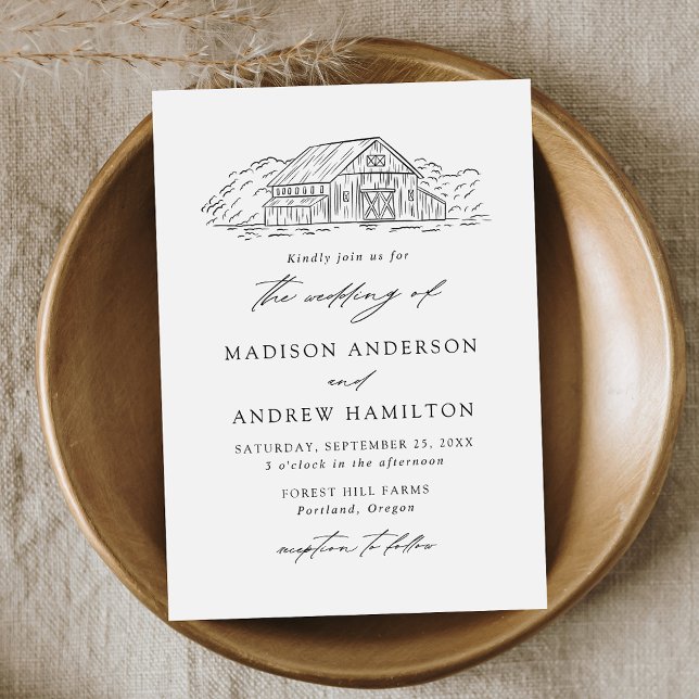 Elegant Rustic Barn Wedding Invitation (Creator Uploaded)