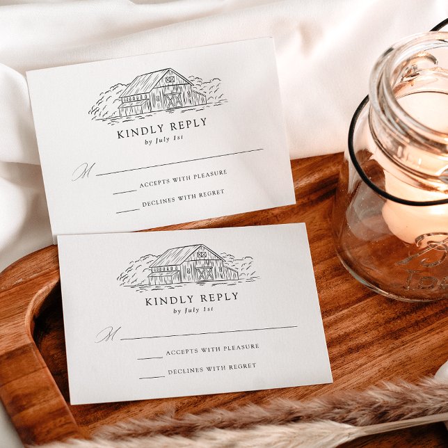 Elegant Rustic Barn Wedding  RSVP Card (Creator Uploaded)
